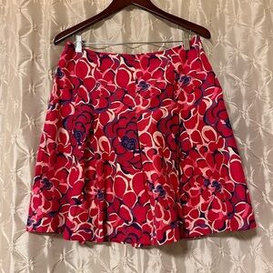 Lilly Pulitzer Silk Festiva Print Pleated Skirt Pink Floral Vintage Vtg